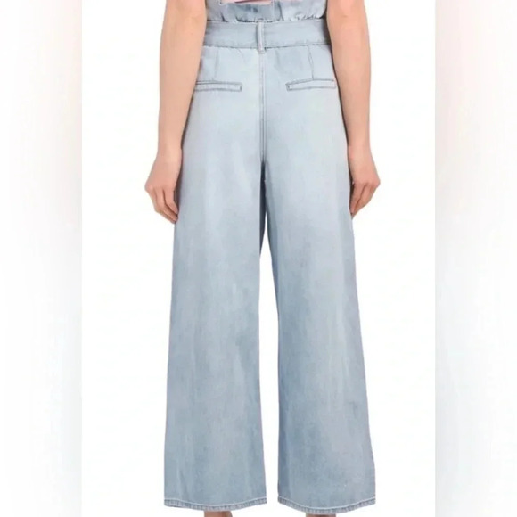 Blank NYC Paperbag High Rise Wide Leg Cropped Light Wash Size 30 Jeans No Belt - Picture 2 of 14